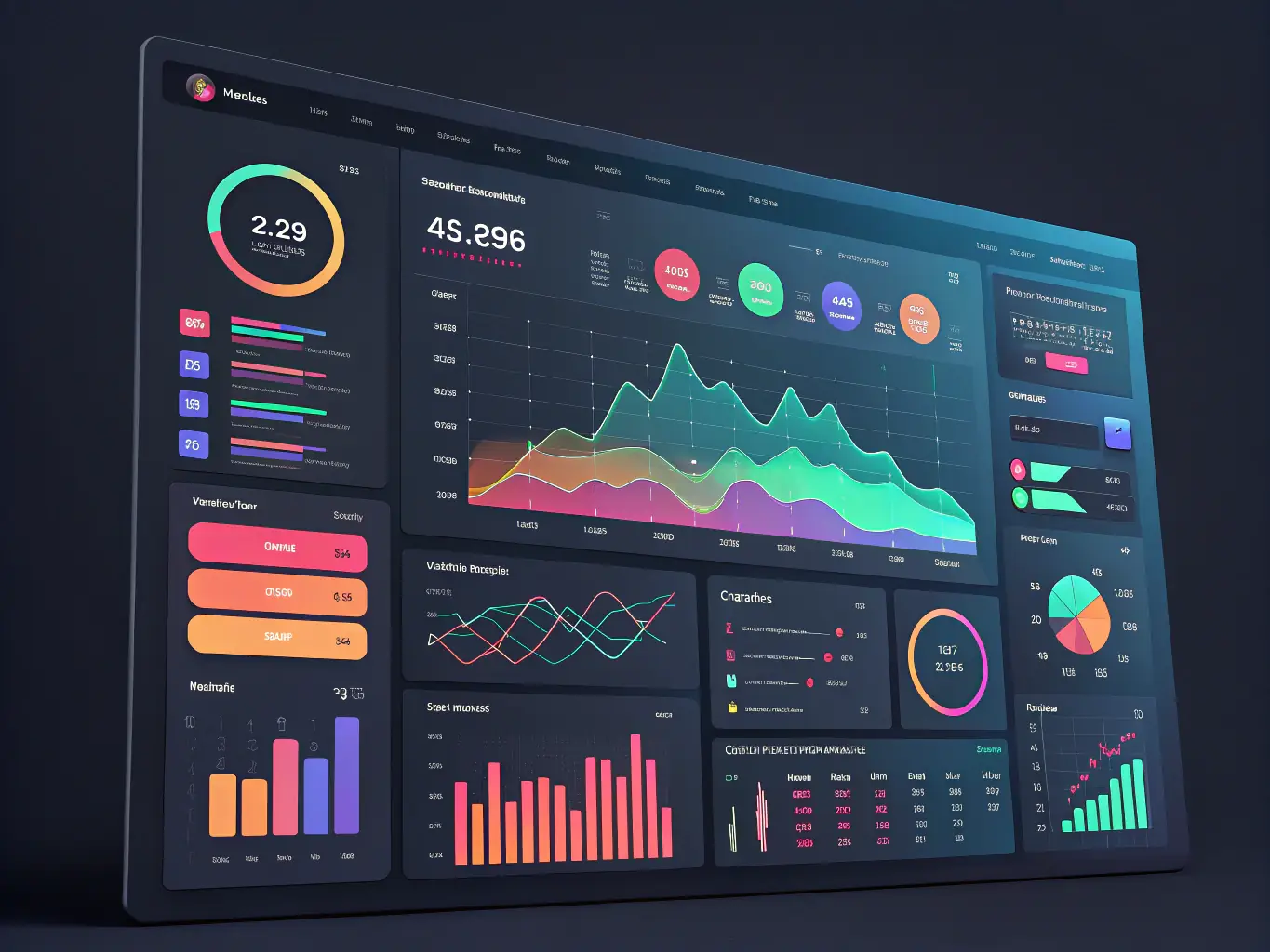 A visual representation of AI-powered analytics, showcasing real-time data insights and performance metrics on a dashboard.